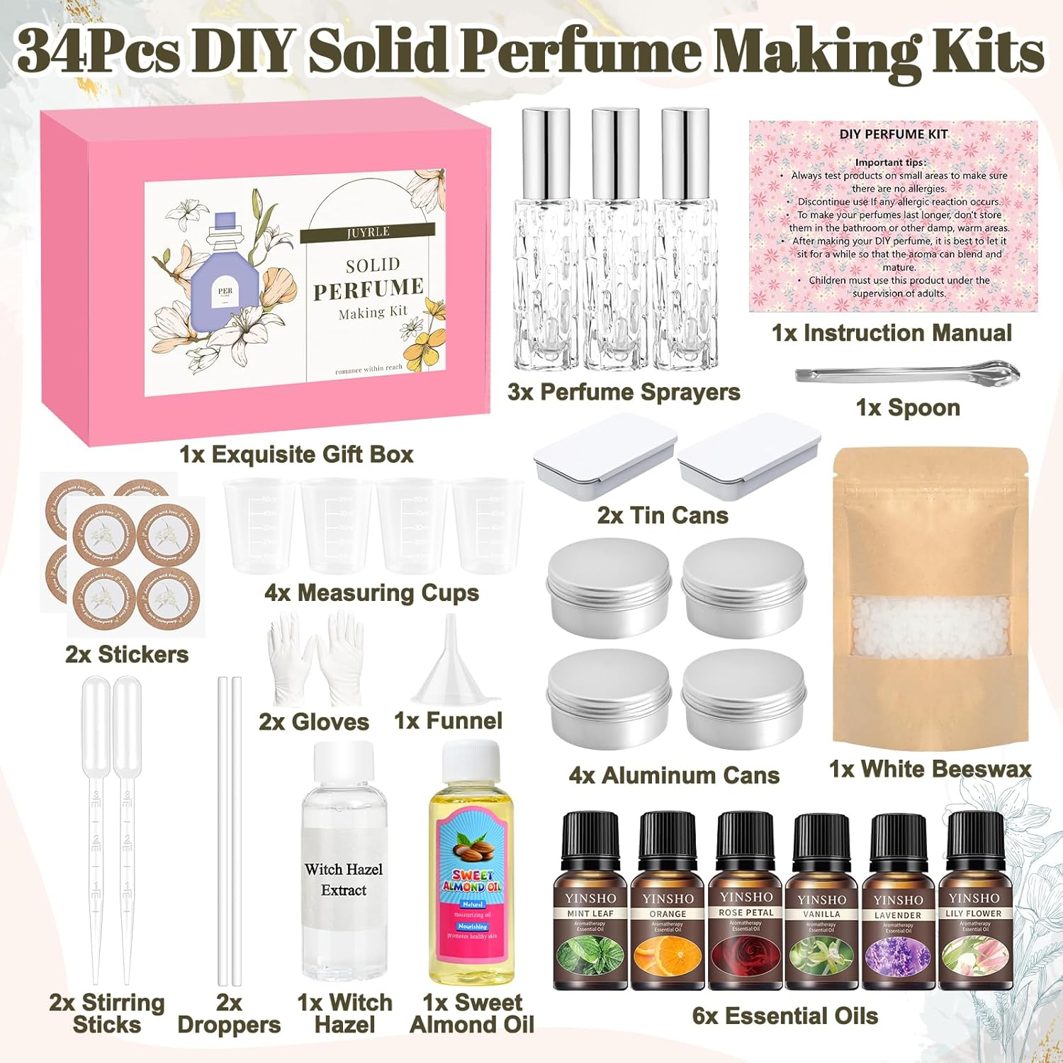 DIY Solid Perfume Making Kit for Women - Create Your Own Custom Fragrance with Portable Travel Balm