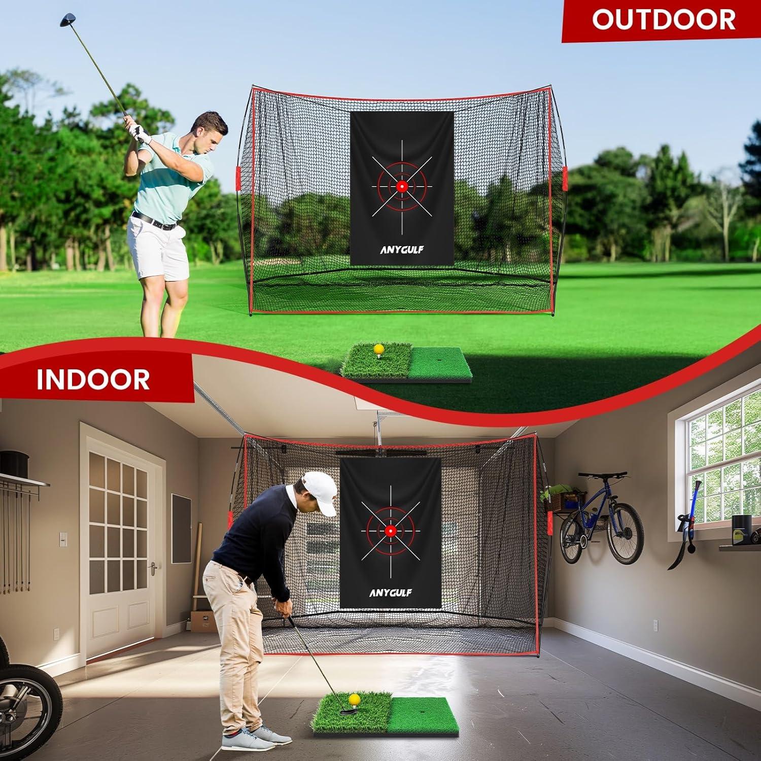 Pro Golf Practice Net 9x7ft Heavy Duty with Mat - Indoor Outdoor Training