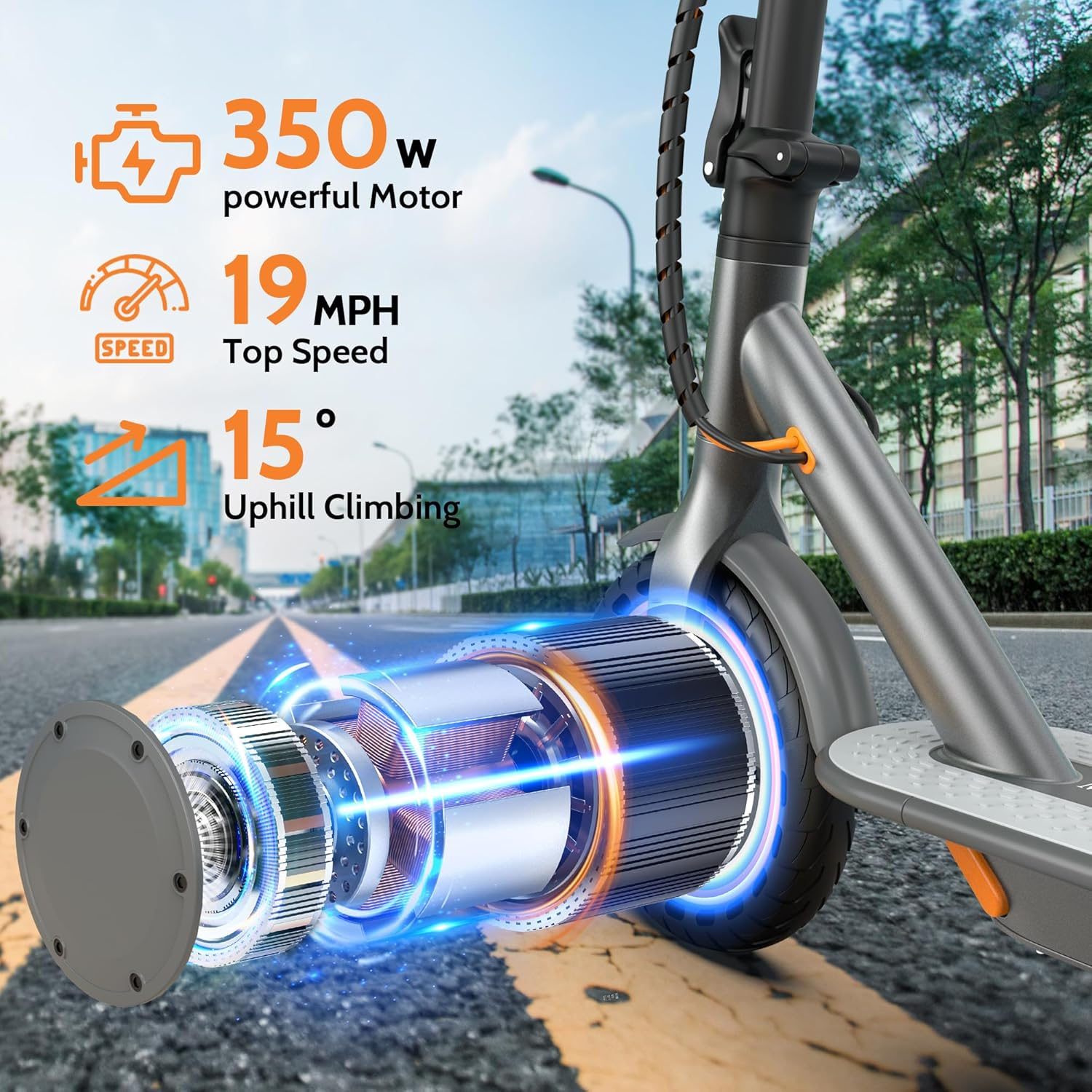 MAXSHOT V-1  Electric Scooter for Adults - 350W/500W Motor, 28 Mile Range, Dual Suspension