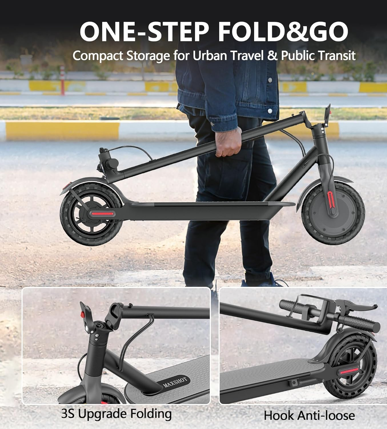 MAXSHOT V-7 Electric Scooter - 350W Motor, 16 Mile Range, Foldable Urban Commuter