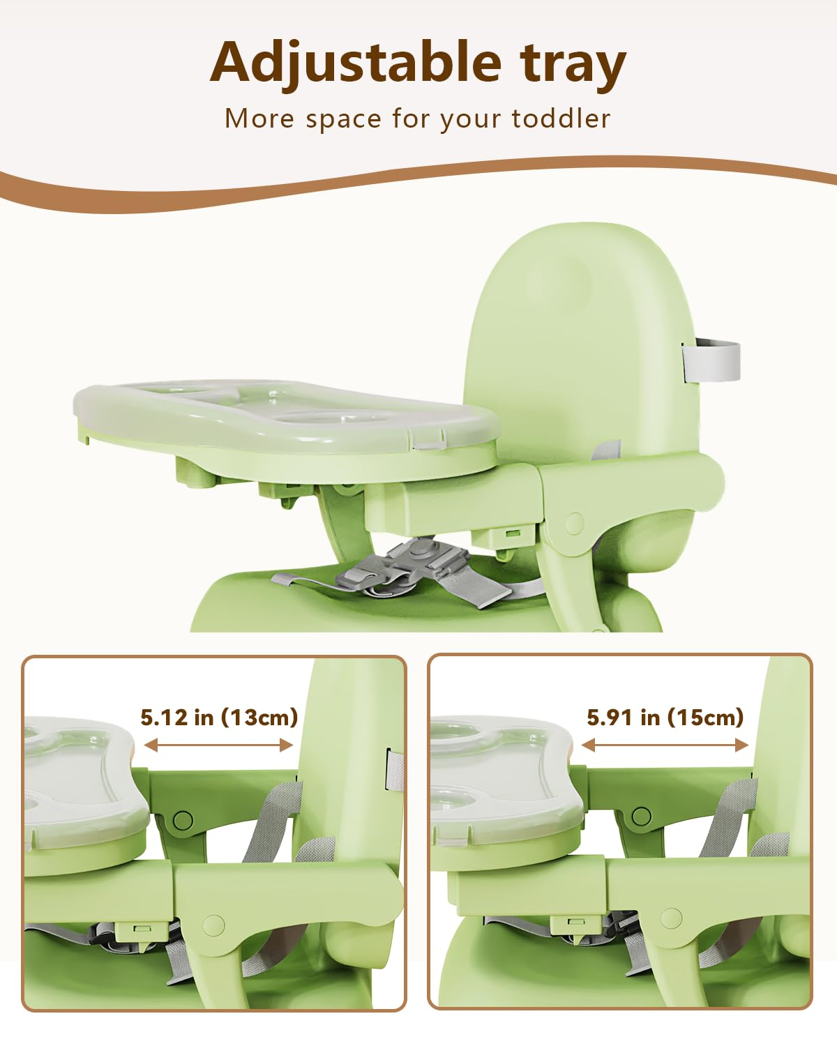 3-in-1 Booster Seat for Kitchen Chair - Foldable with Detachable Tray & 3-Point Harness
