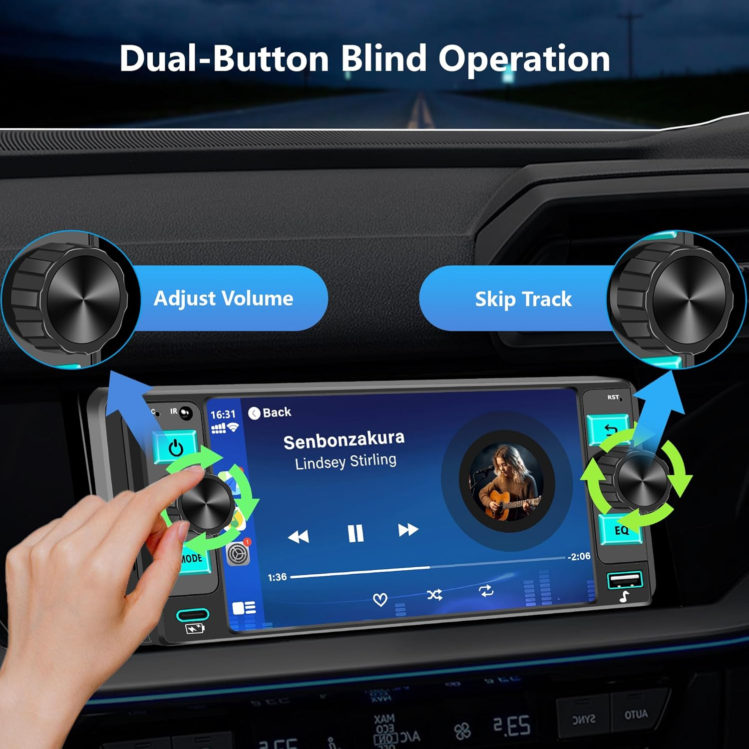 Single Din Car Stereo with Apple CarPlay - 5.7" HD Touchscreen Radio with Bluetooth & Android Auto