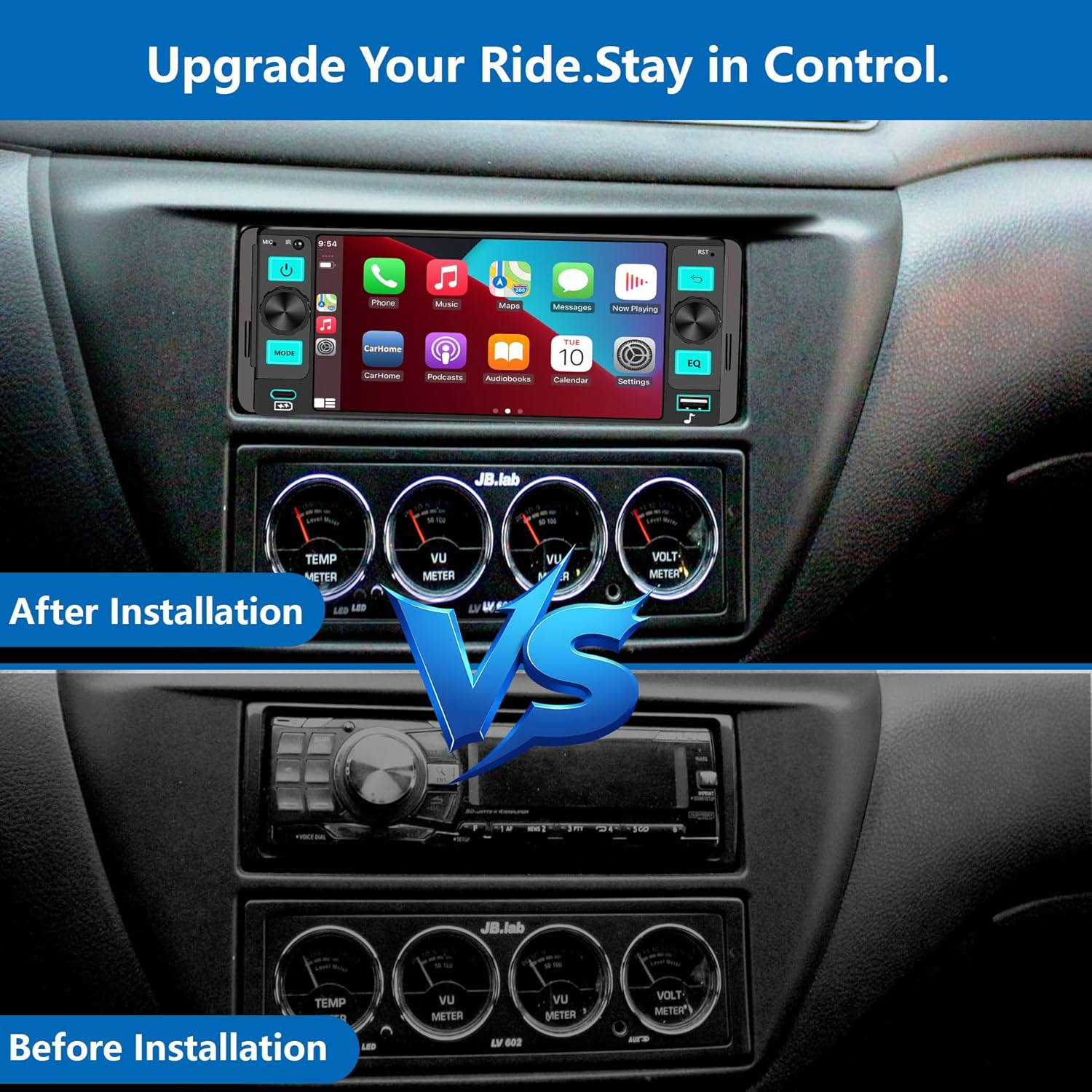 Single Din Car Stereo with Apple CarPlay - 5.7" HD Touchscreen Radio with Bluetooth & Android Auto