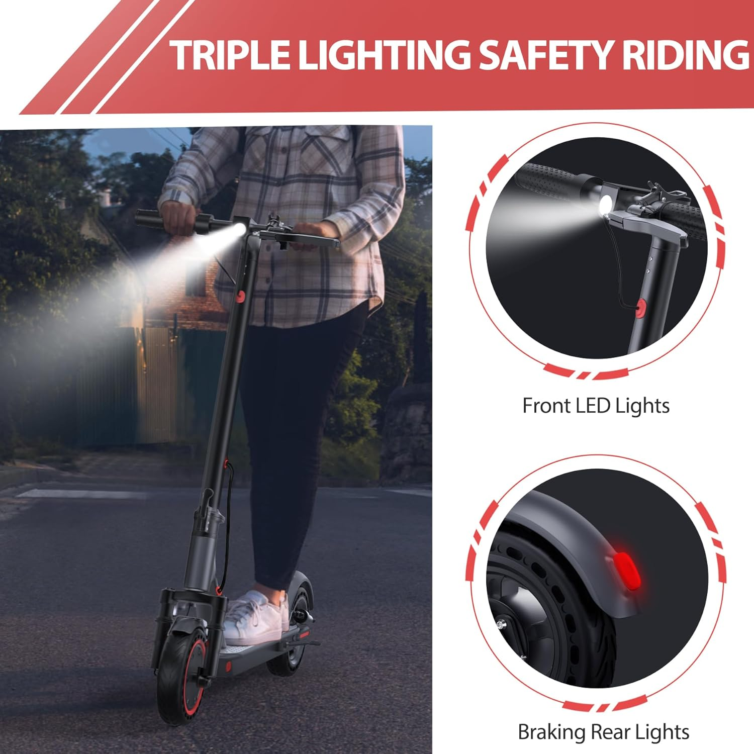 MAXSHOT Electric Scooter for Adults, 8.5/10/14" Tires, 19/22Mph, 350W/500W Motor, 21-28 Miles Range, Folding E-Scooter with Dual Suspension