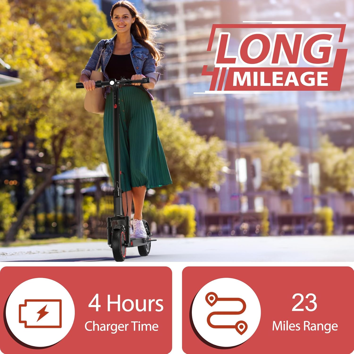 MAXSHOT Electric Scooter for Adults, 8.5/10/14" Tires, 19/22Mph, 350W/500W Motor, 21-28 Miles Range, Folding E-Scooter with Dual Suspension