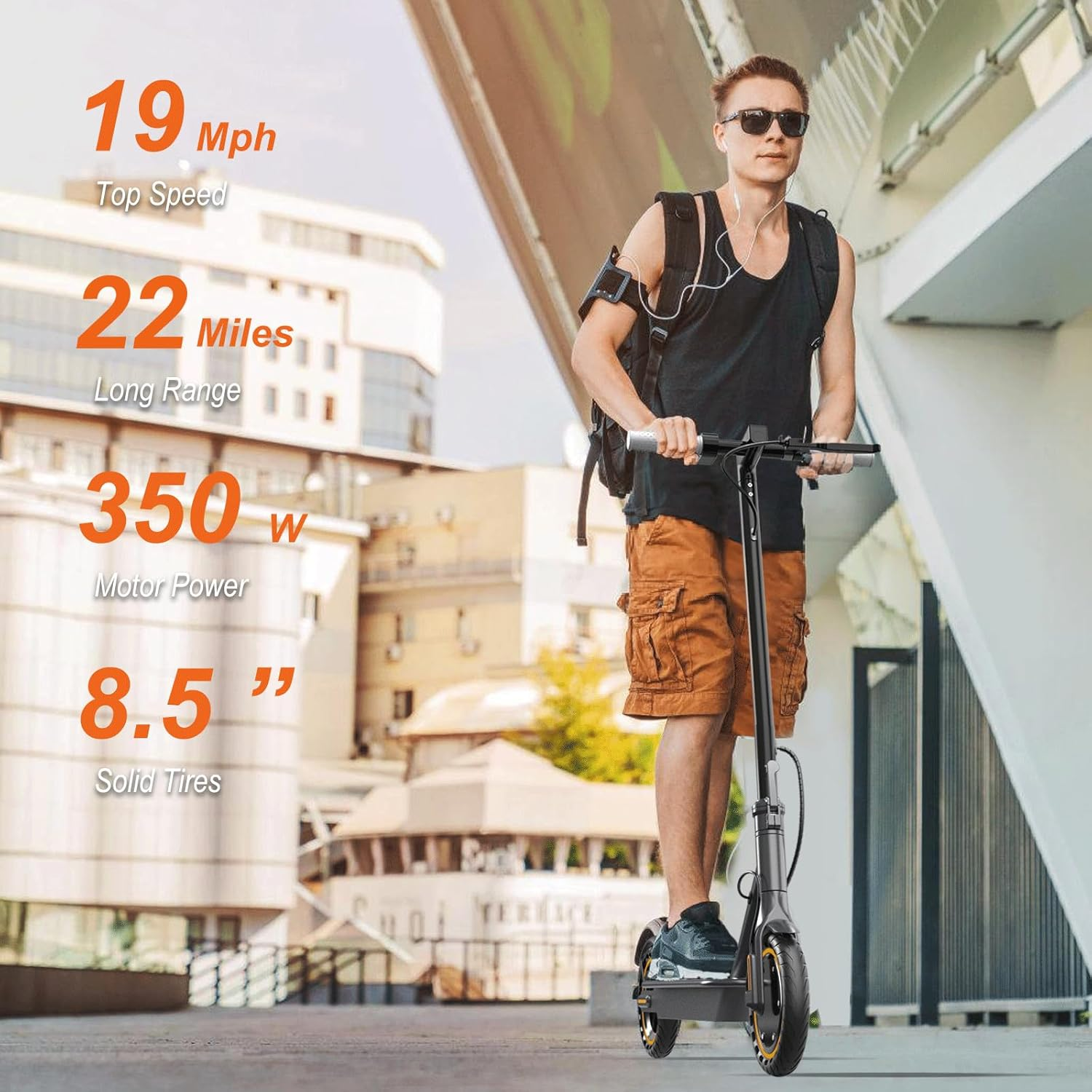 NAVIC T5 Electric Scooter for Adults - 27 Mile Range, 22 MPH, 500W Motor, Dual Suspension