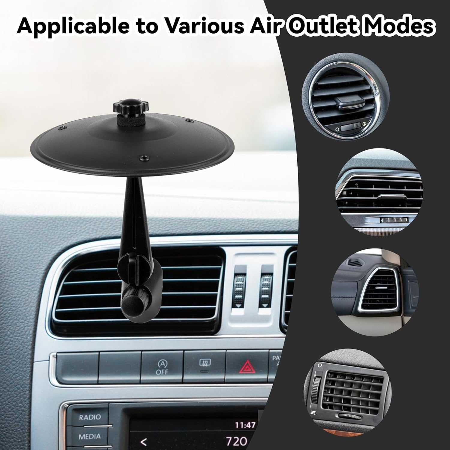 Car Cymbal Air Vent - Mini Drum Cymbal with Crisp Metallic Sound for Music Lovers & Drummers