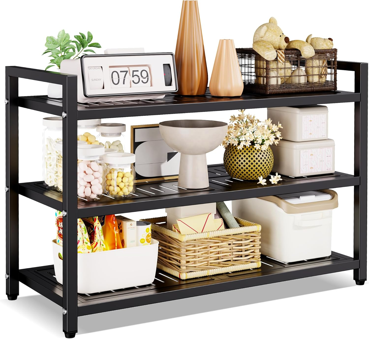 3 Tier Metal Shoe Rack - Heavy Duty Steel Organizer with Reinforced Tubes, 200 lbs Capacity