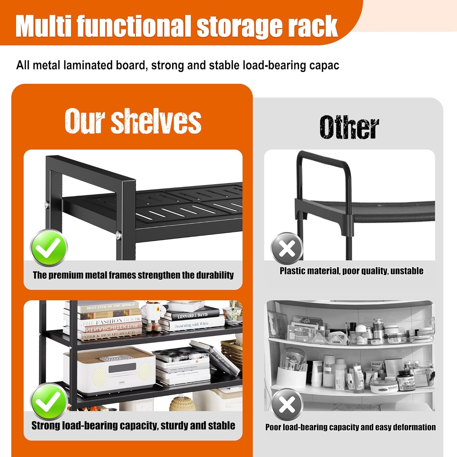 3 Tier Metal Shoe Rack - Heavy Duty Steel Organizer with Reinforced Tubes, 200 lbs Capacity