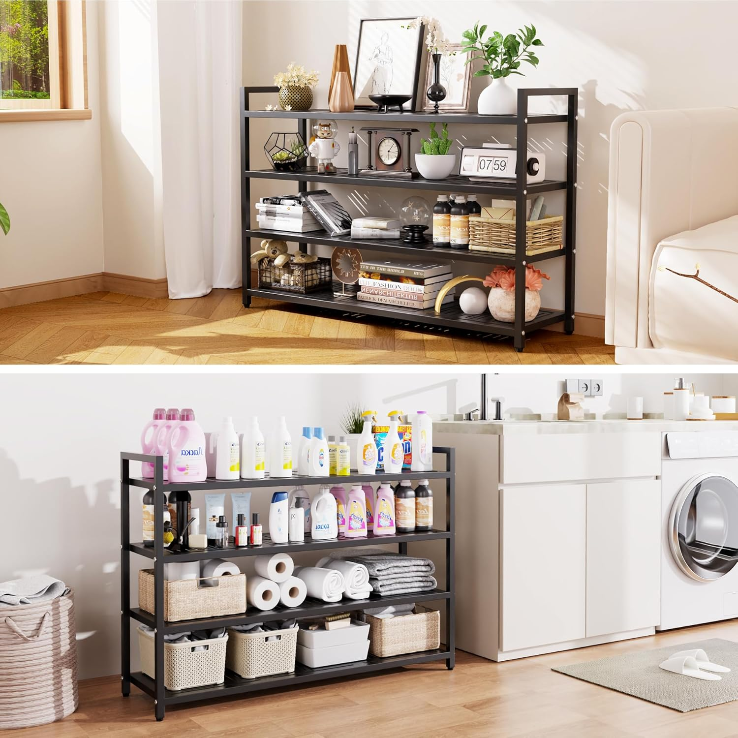 3 Tier Metal Shoe Rack - Heavy Duty Steel Organizer with Reinforced Tubes, 200 lbs Capacity