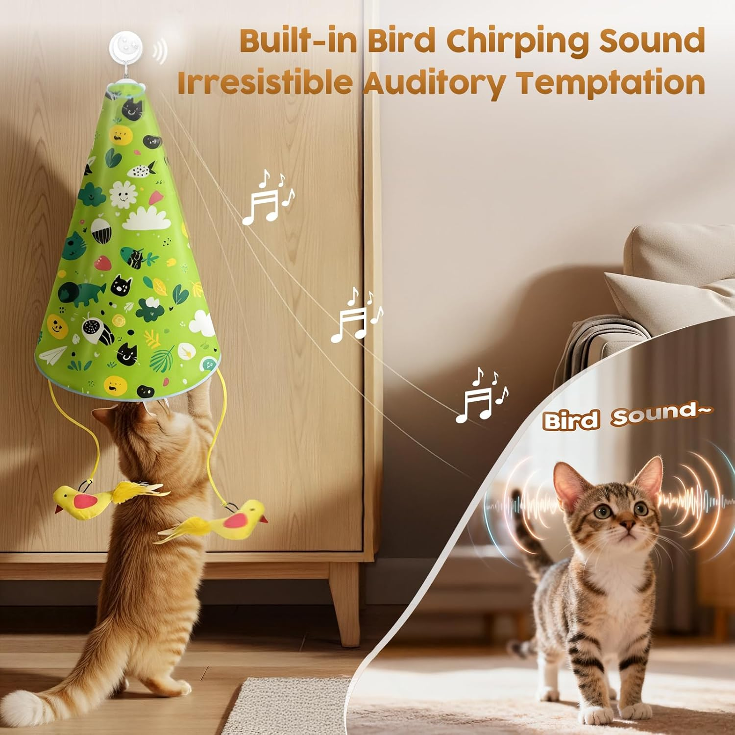 Interactive Cat Toy with Tunnel & Automatic Flying Bird Wand - USB Rechargeable