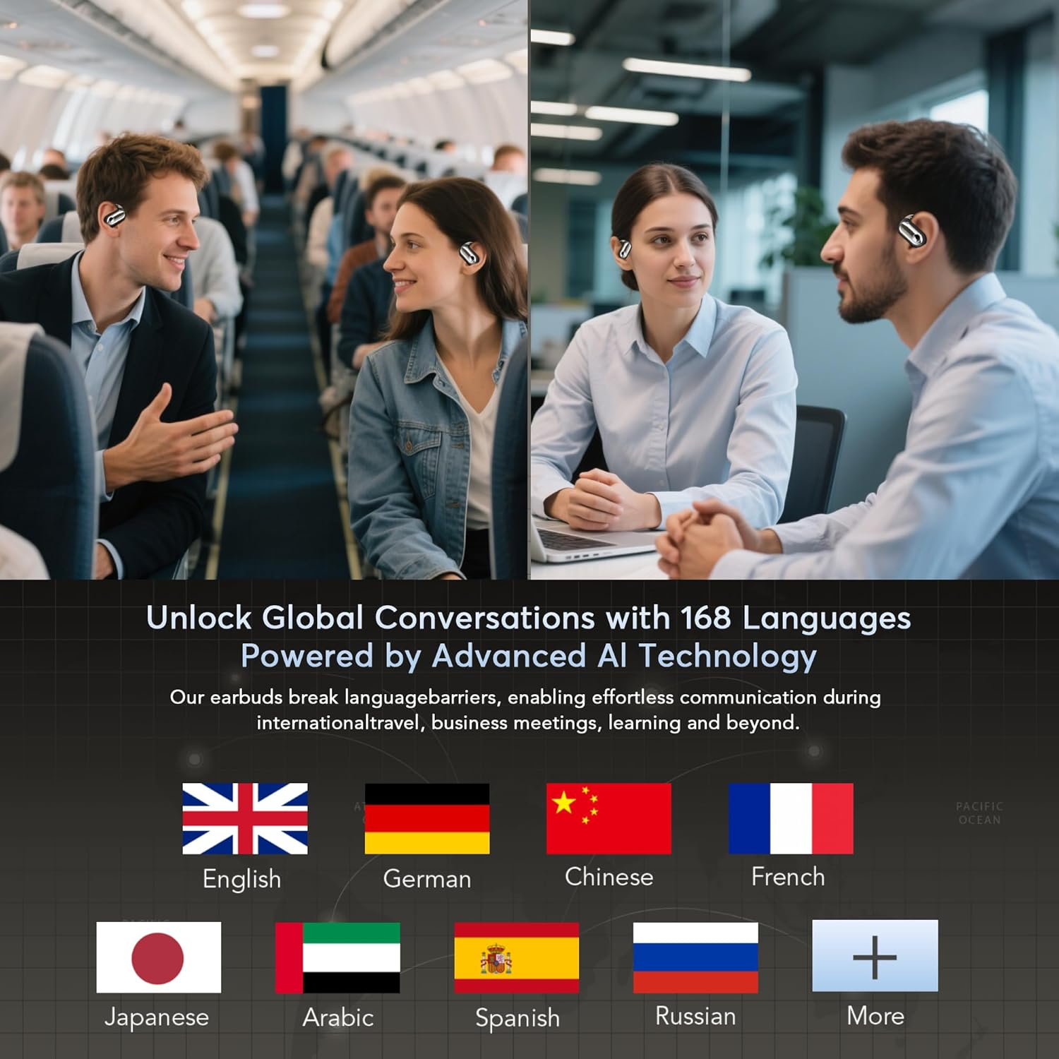 AI Translation Earbuds - Real-Time 168 Language Translator with Bluetooth 5.4