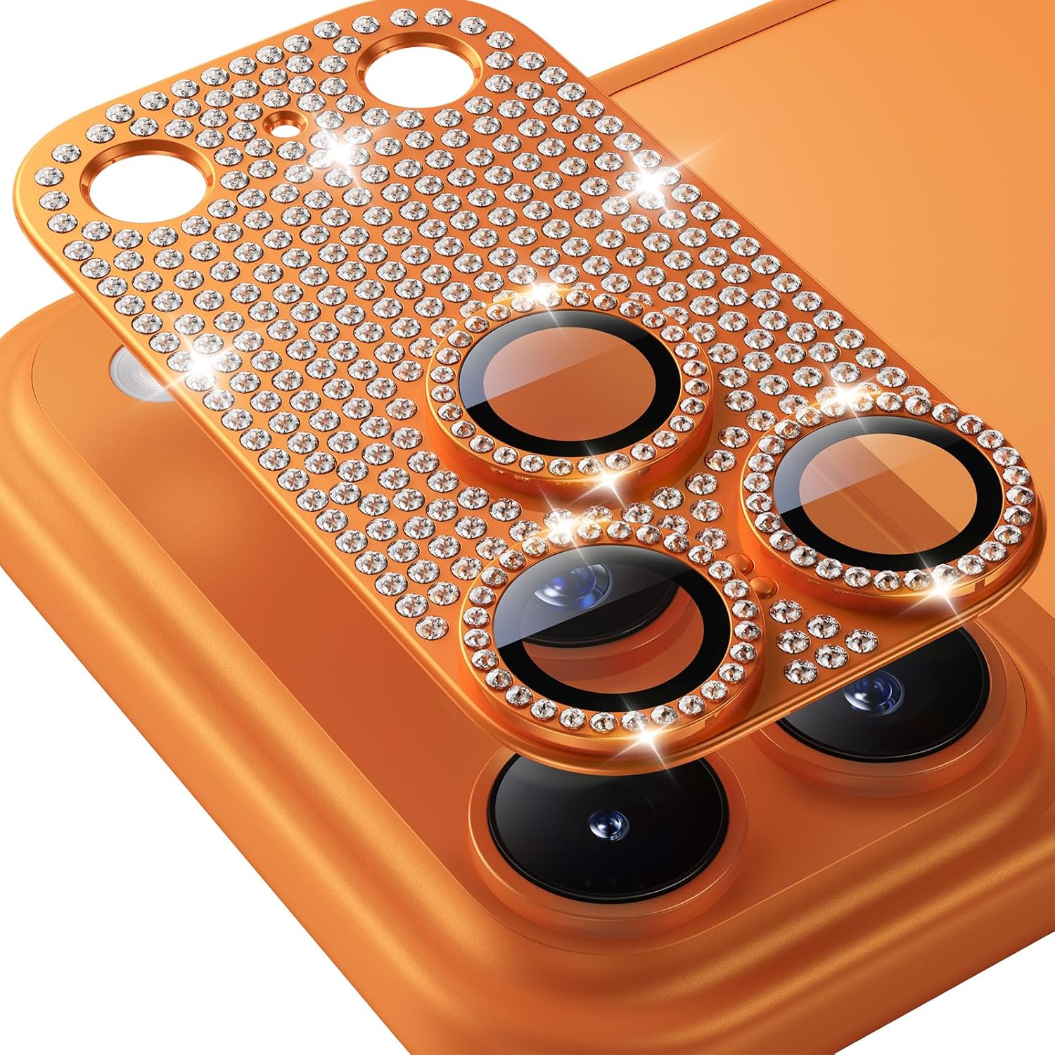 iPhone 17 Pro Max Camera Lens Protector - 9H Tempered Glass with Metal Frame (Cosmic Orange)
