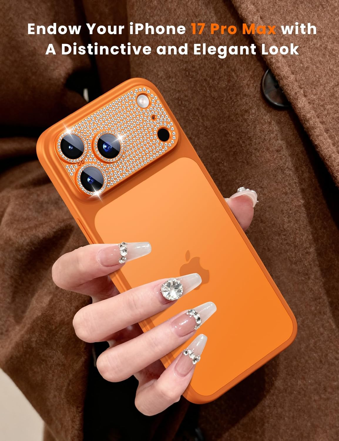 iPhone 17 Pro Max Camera Lens Protector - 9H Tempered Glass with Metal Frame (Cosmic Orange)