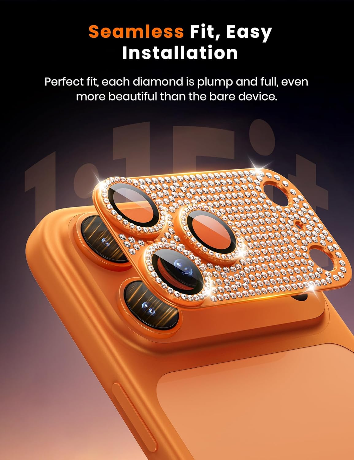 iPhone 17 Pro Max Camera Lens Protector - 9H Tempered Glass with Metal Frame (Cosmic Orange)
