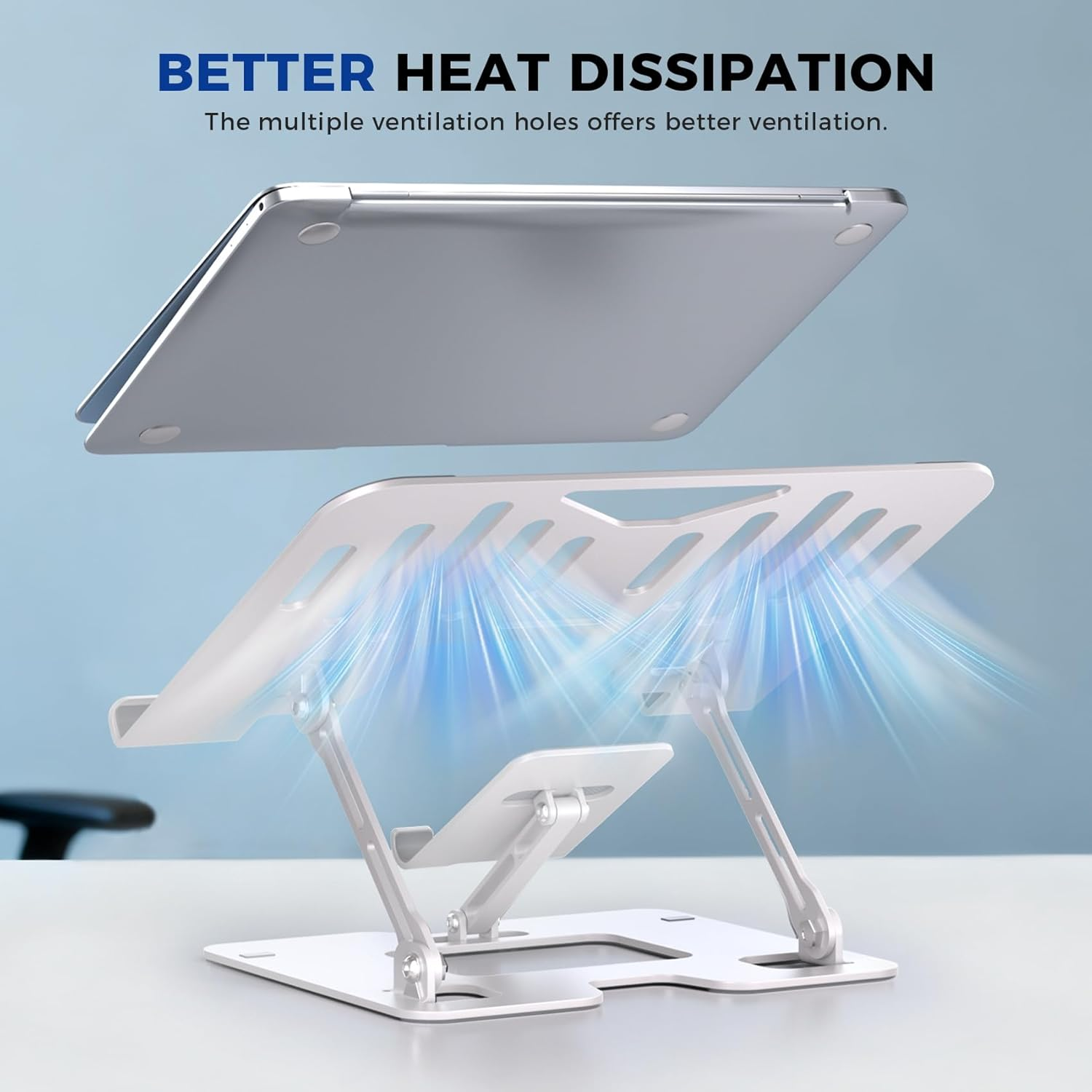 Adjustable Laptop Stand 2-in-1 Phone Holder - Ergonomic Desk Riser for Home Office