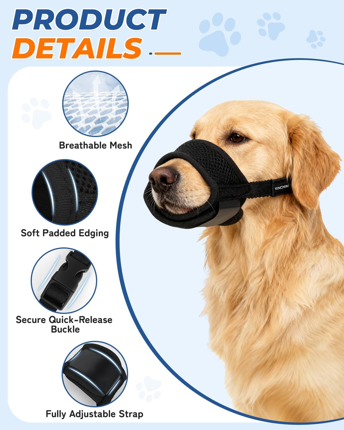 Dog Muzzle for Safety & Behavior Management - Breathable Comfort Fit with Adjustable Straps