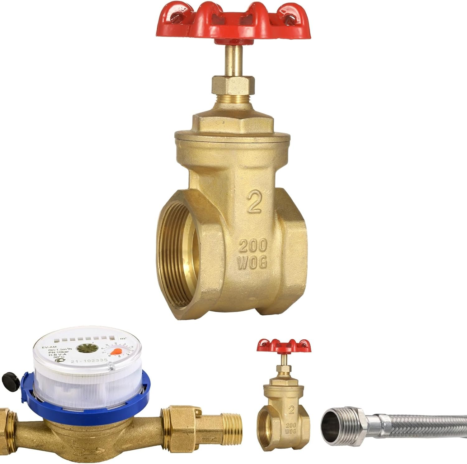 2" NPT Brass Gate Valve - Heavy-Duty DN50 Full Port with Manual Wheel Handle for Industrial Plumbing