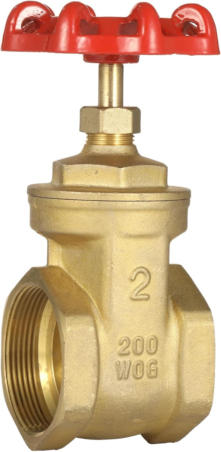 2" NPT Brass Gate Valve - Heavy-Duty DN50 Full Port with Manual Wheel Handle for Industrial Plumbing