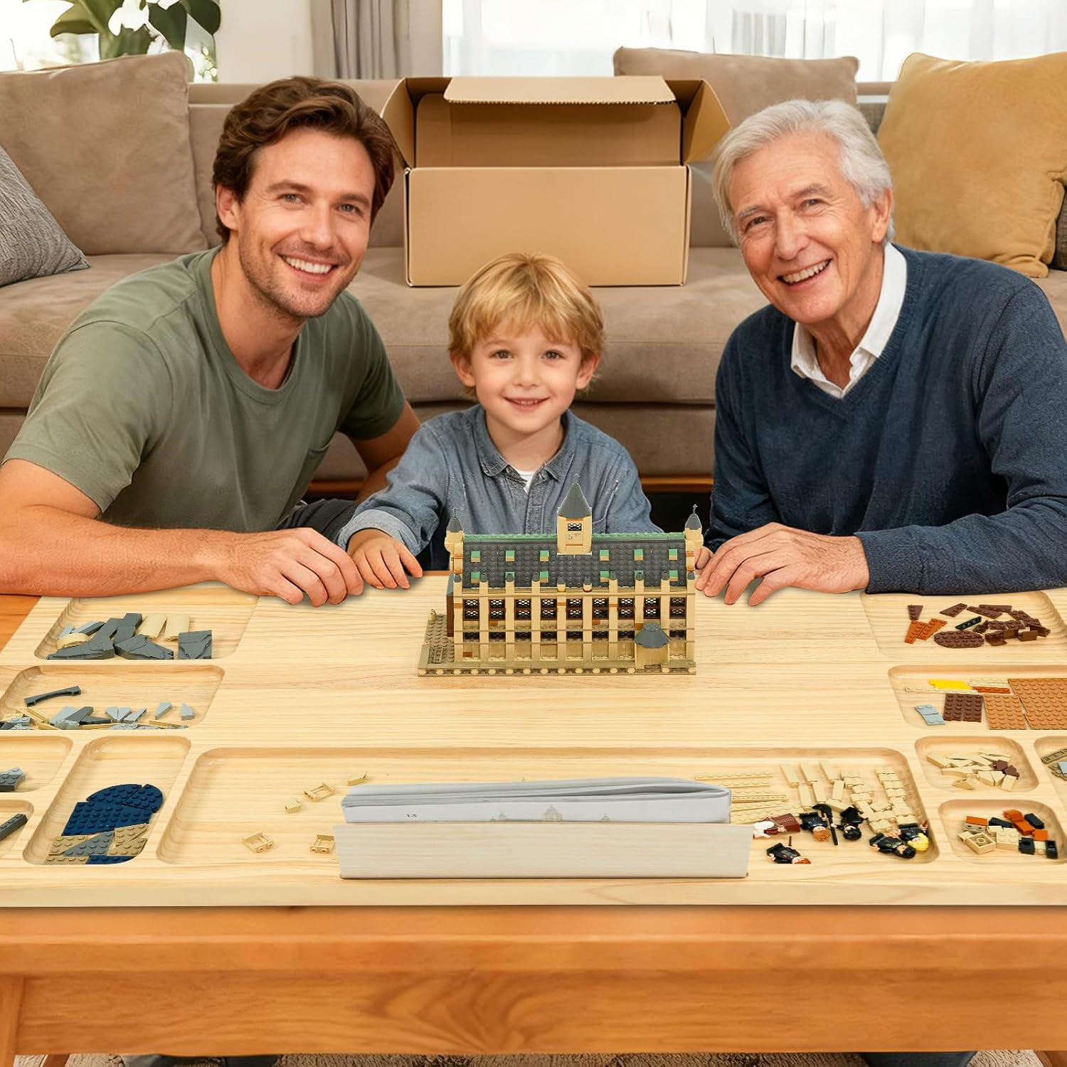 WOOD CITY Baseplate Table - Building Block Activity Table with Storage for Kids & Adults