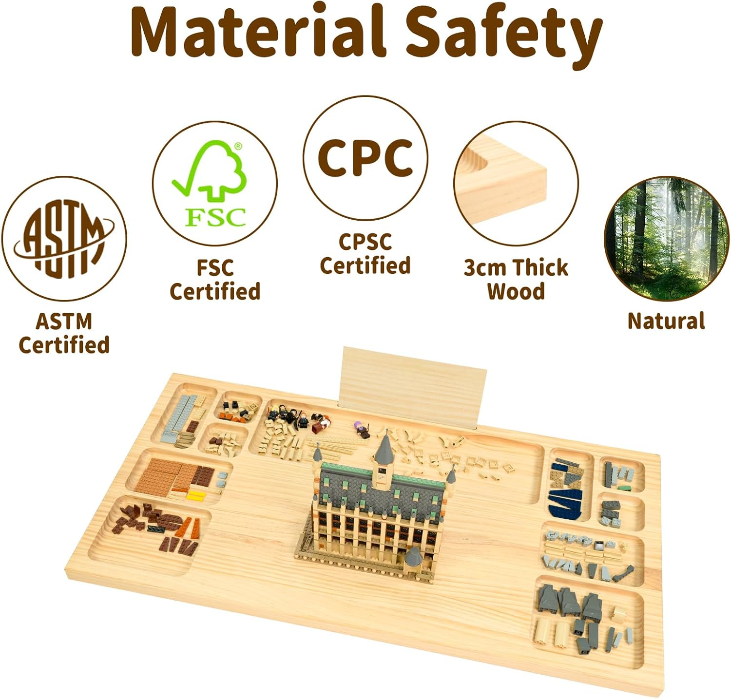 WOOD CITY Baseplate Table - Building Block Activity Table with Storage for Kids & Adults
