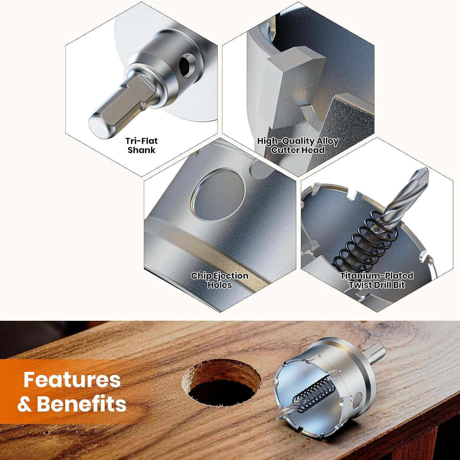3 Inch Hole Saw Kit - Professional HSS Hole Cutter for Stainless Steel, Aluminum, Iron & Wood with Pilot Bit