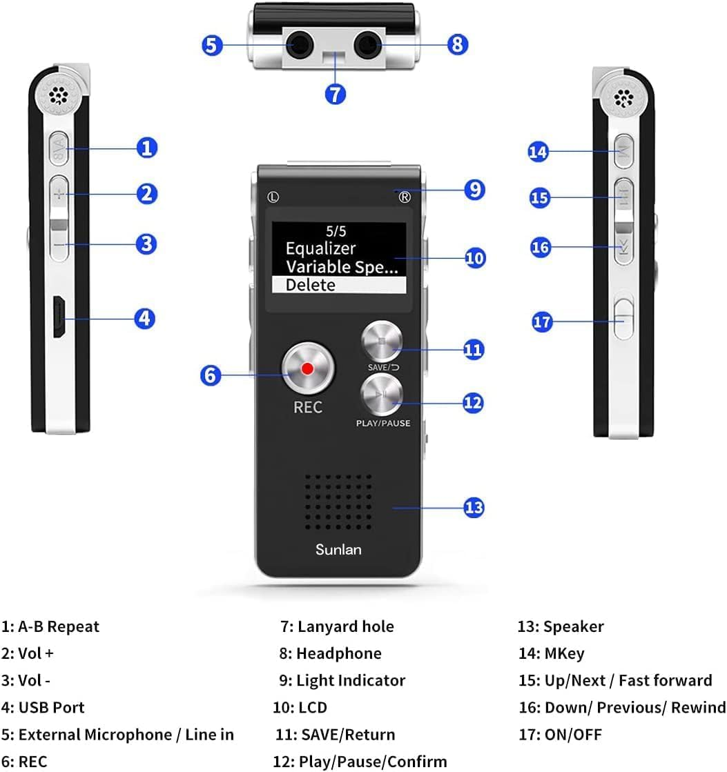 72GB Voice Recorder with AI Triple Noise Cancellation - Professional Voice Activated Recording Device for Meetings, Lectures & Interviews