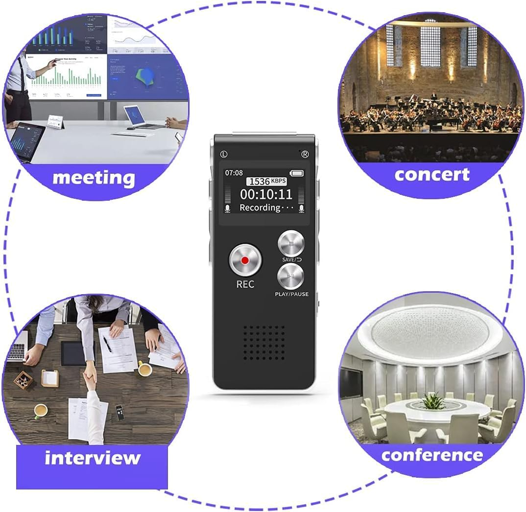 72GB Voice Recorder with AI Triple Noise Cancellation - Professional Voice Activated Recording Device for Meetings, Lectures & Interviews