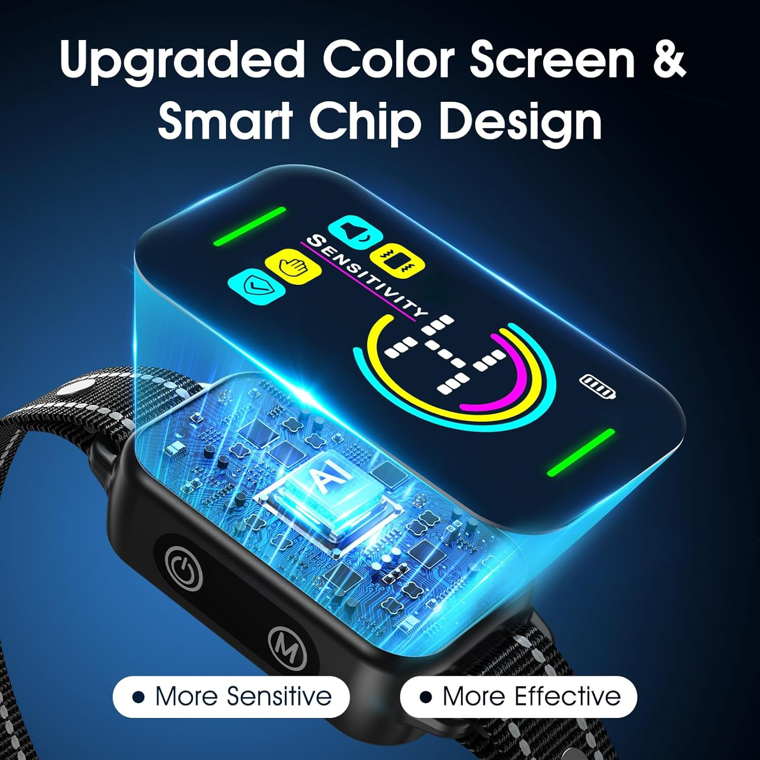 AI Smart Bark Collar - Waterproof Dog Training Collar with 8 Sensitivity Levels, Beep, Vibration & Shock Modes for Small to Large Dogs