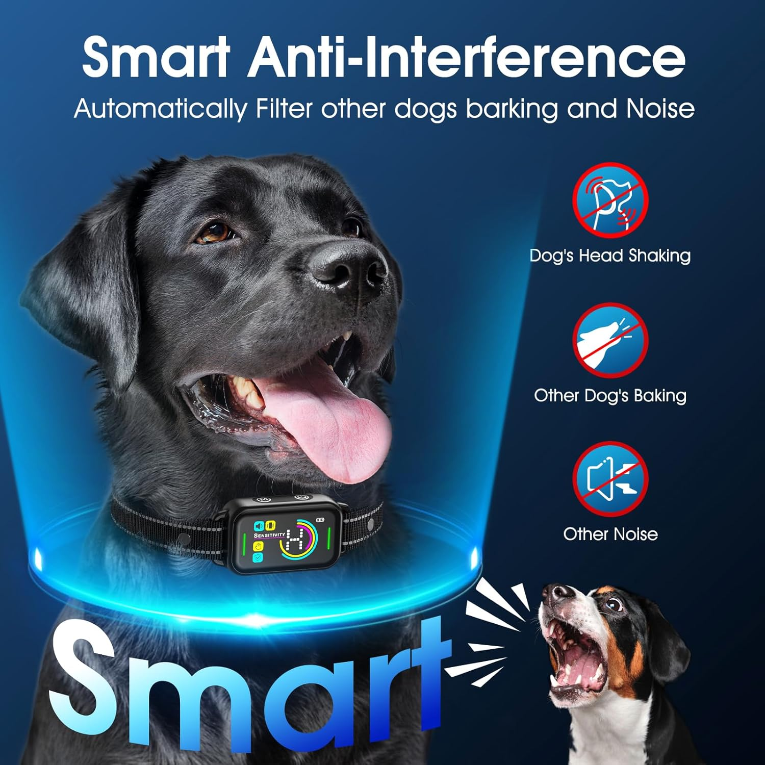 AI Smart Bark Collar - Waterproof Dog Training Collar with 8 Sensitivity Levels, Beep, Vibration & Shock Modes for Small to Large Dogs