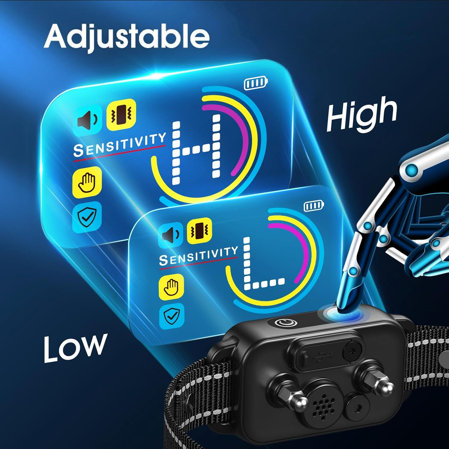 AI Smart Bark Collar - Waterproof Dog Training Collar with 8 Sensitivity Levels, Beep, Vibration & Shock Modes for Small to Large Dogs