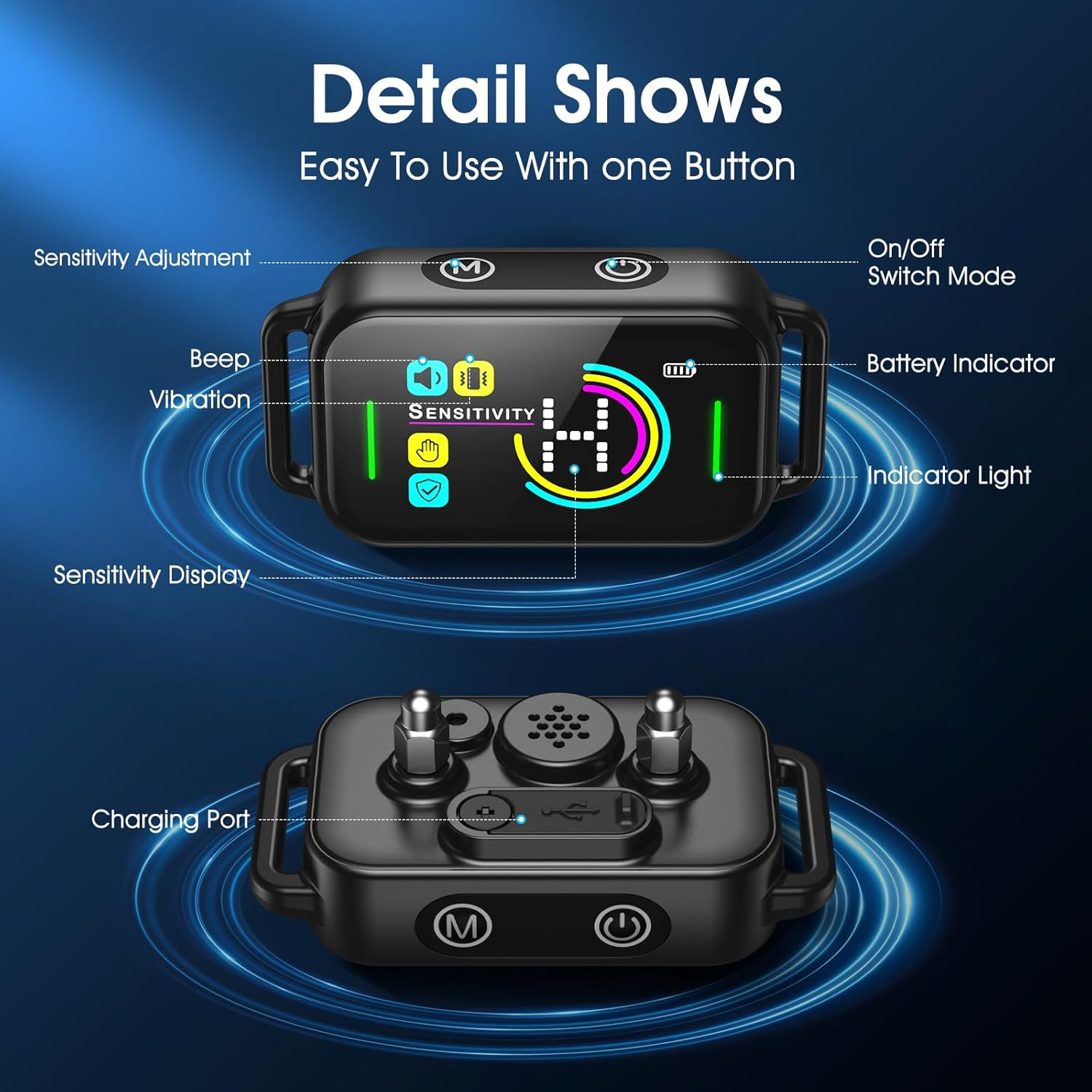 AI Smart Bark Collar - Waterproof Dog Training Collar with 8 Sensitivity Levels, Beep, Vibration & Shock Modes for Small to Large Dogs