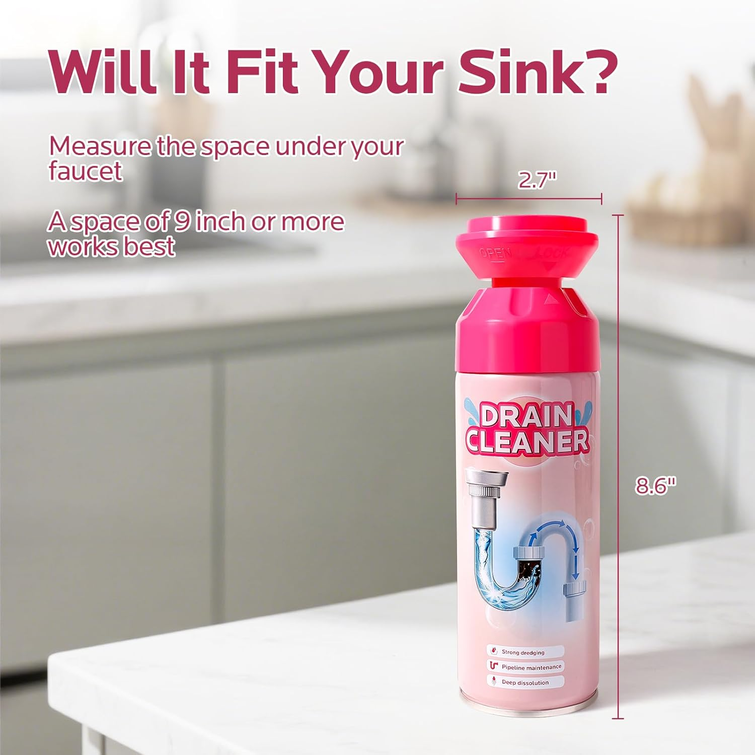 Foaming Drain Cleaner & Clog Remover - Professional Sink & Pipe Opener for Kitchen, Bathroom, Toilet, Tubs & Showers (1 Pack)