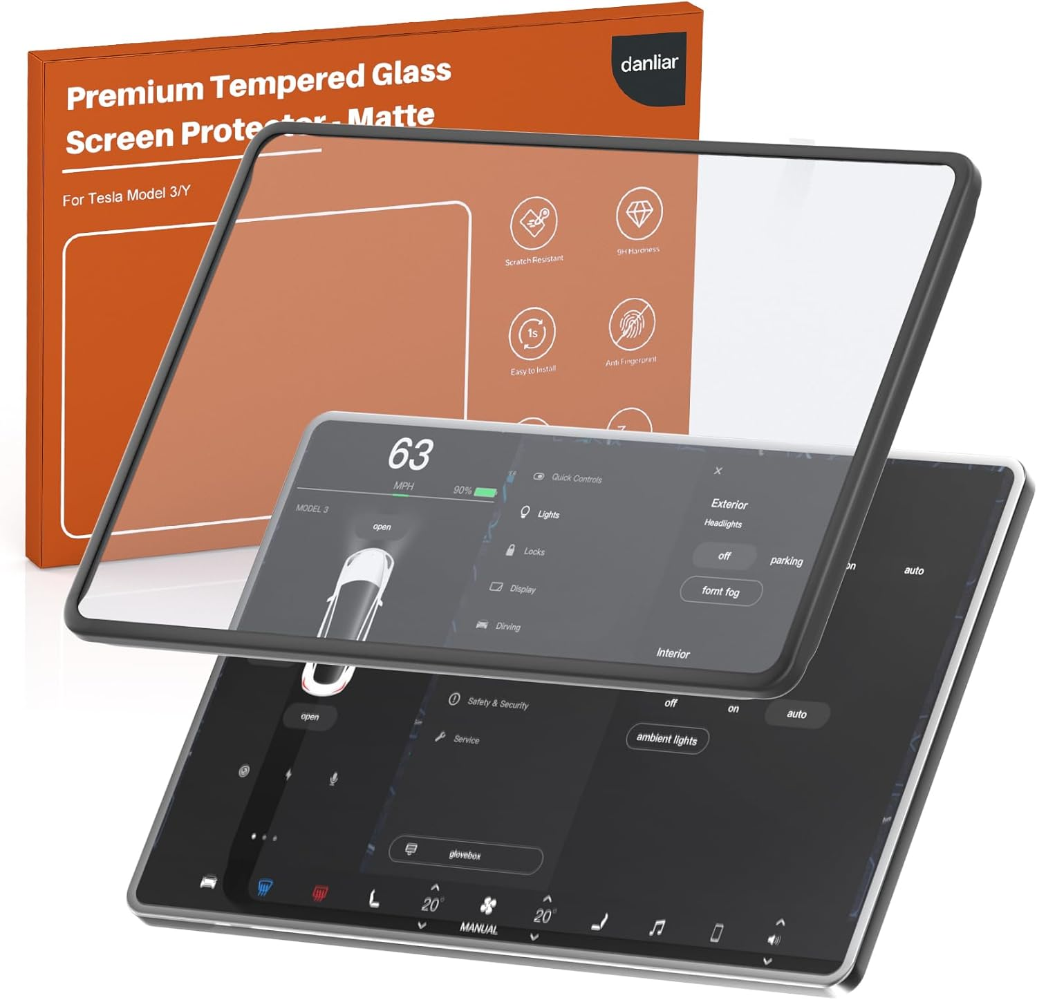 Tesla Screen Protector for Model Y Juniper & Model 3 Highland - 9H Tempered Glass 15.4" Display Protector 2024-2026