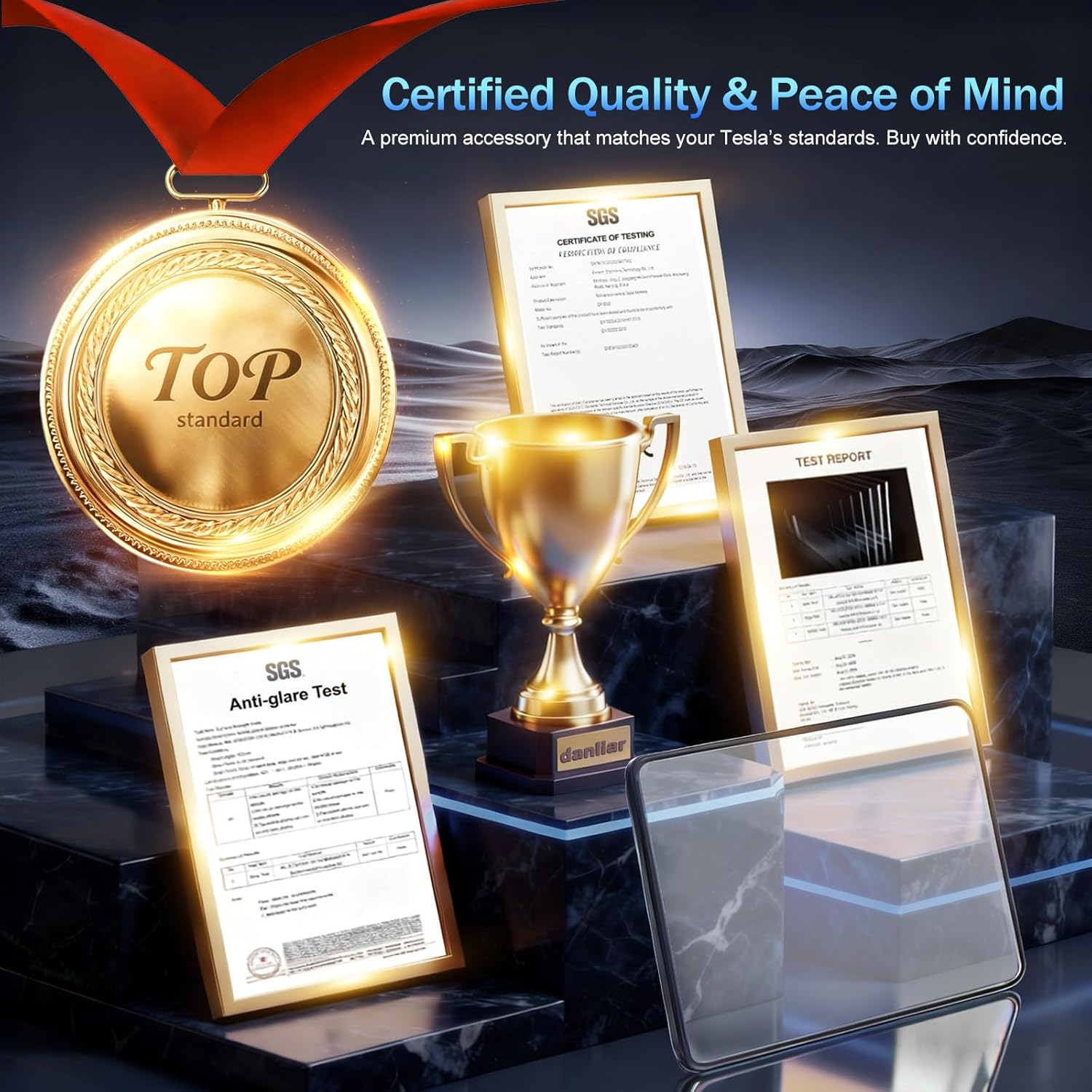 Tesla Screen Protector for Model Y Juniper & Model 3 Highland - 9H Tempered Glass 15.4" Display Protector 2024-2026