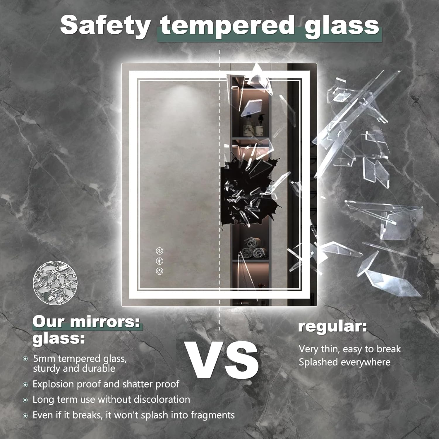 14x10 Inch LED Vanity Mirror - Wall Mounted Bathroom Mirror with Front & Back Lighting, Anti-Fog, Dimmable 3 Color Modes