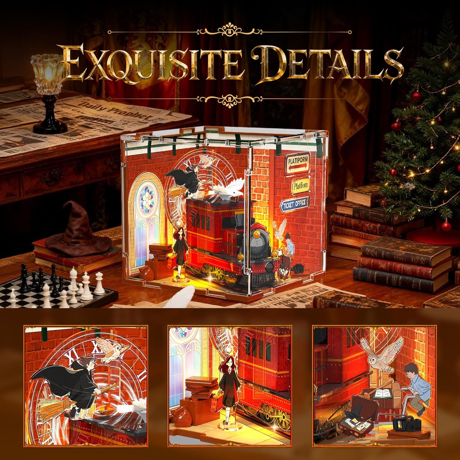 Magic Station 3D Puzzle - LED Light-Up Acrylic Train Station Model for Kids & Adults Ages 8+