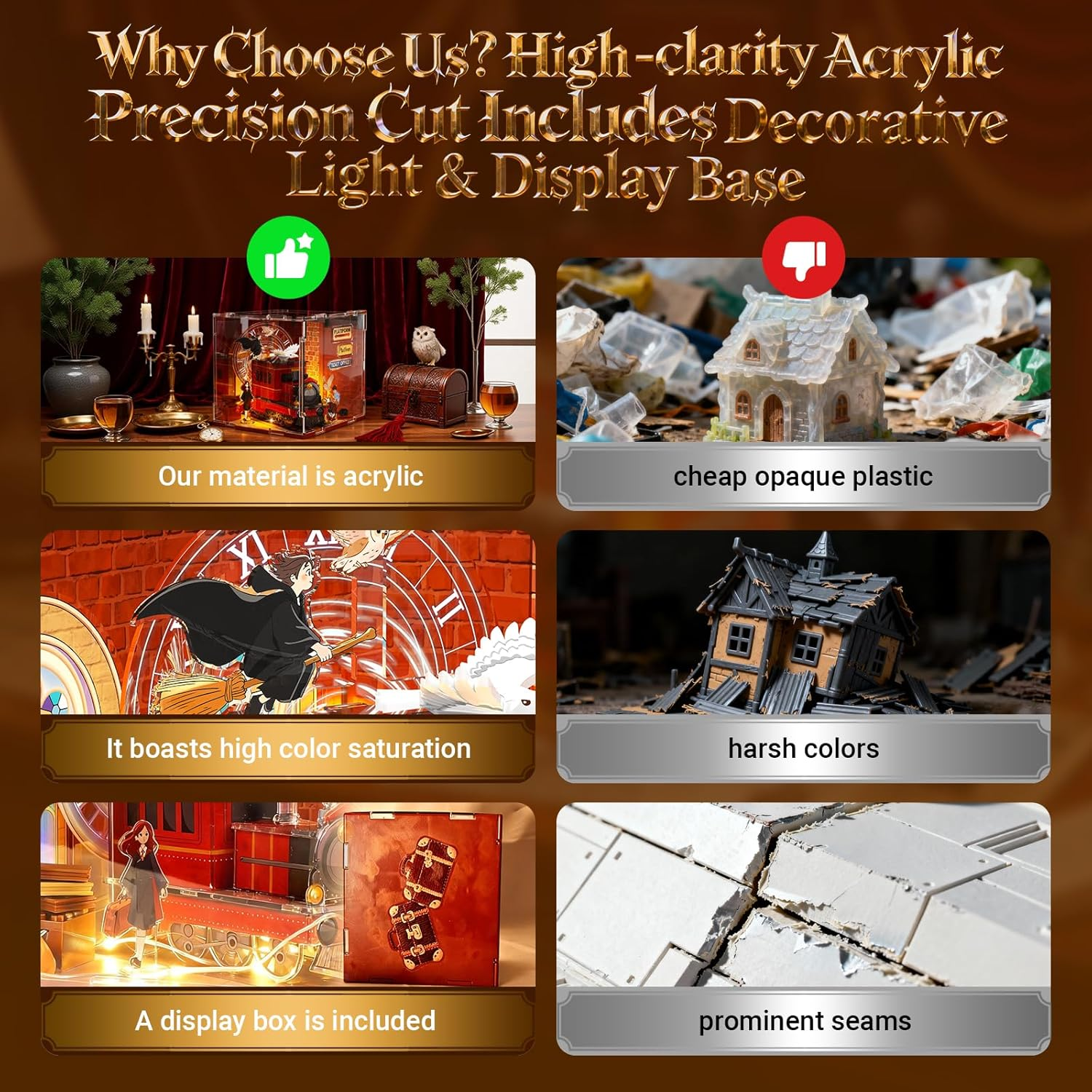 Magic Station 3D Puzzle - LED Light-Up Acrylic Train Station Model for Kids & Adults Ages 8+