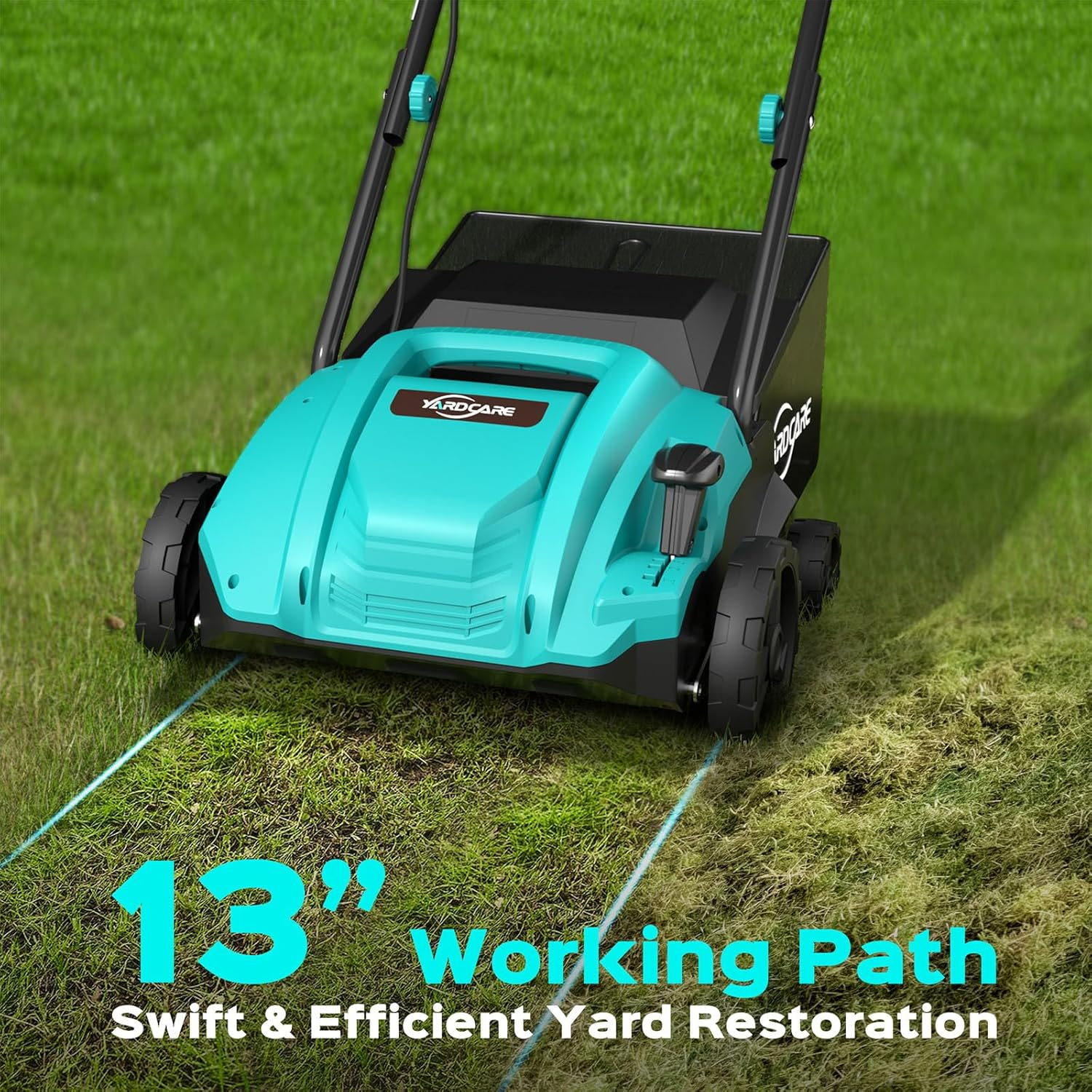 13-Inch Electric Dethatcher and Scarifier - 2-in-1 Lawn Care Tool for Healthier Grass