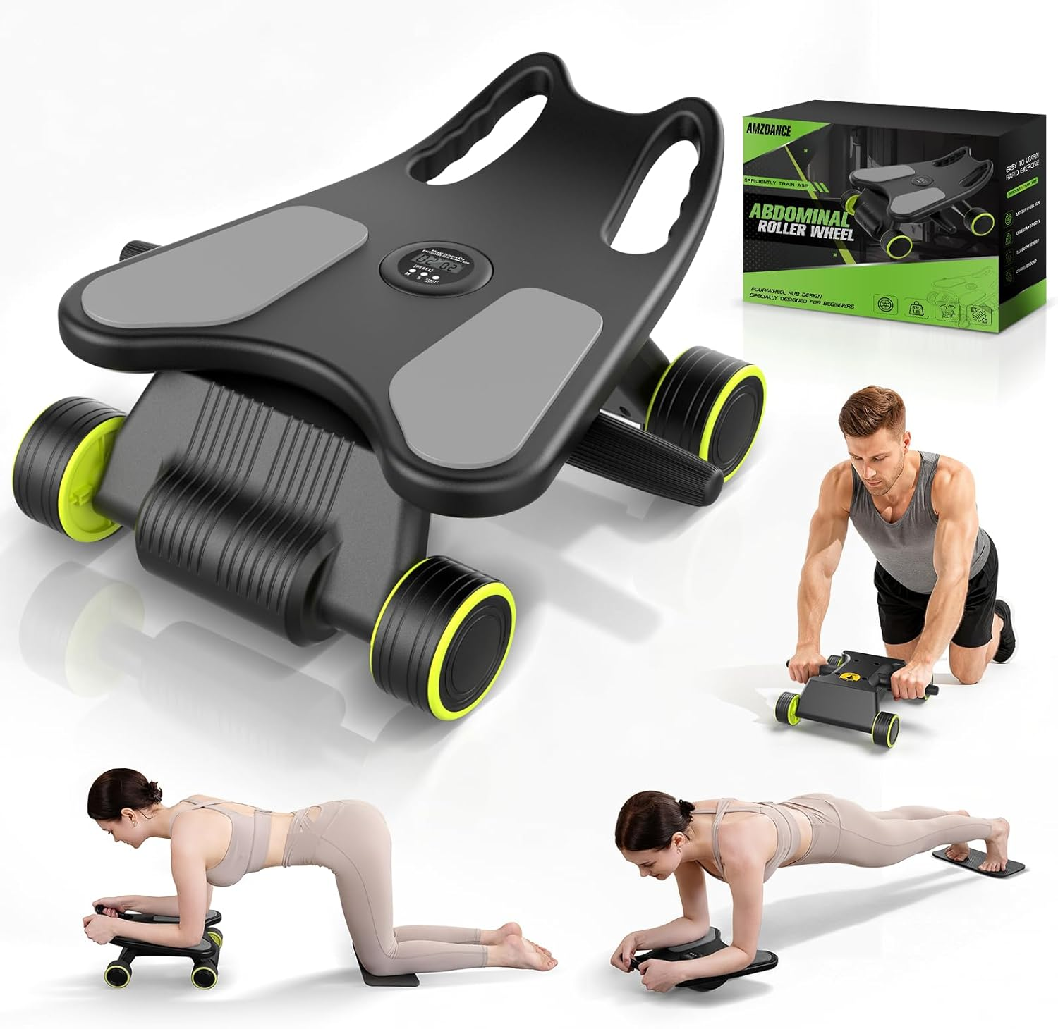 Ab Roller with Elbow Support - 4-Wheel Core Workout Machine for Home Gym Abdominal Training