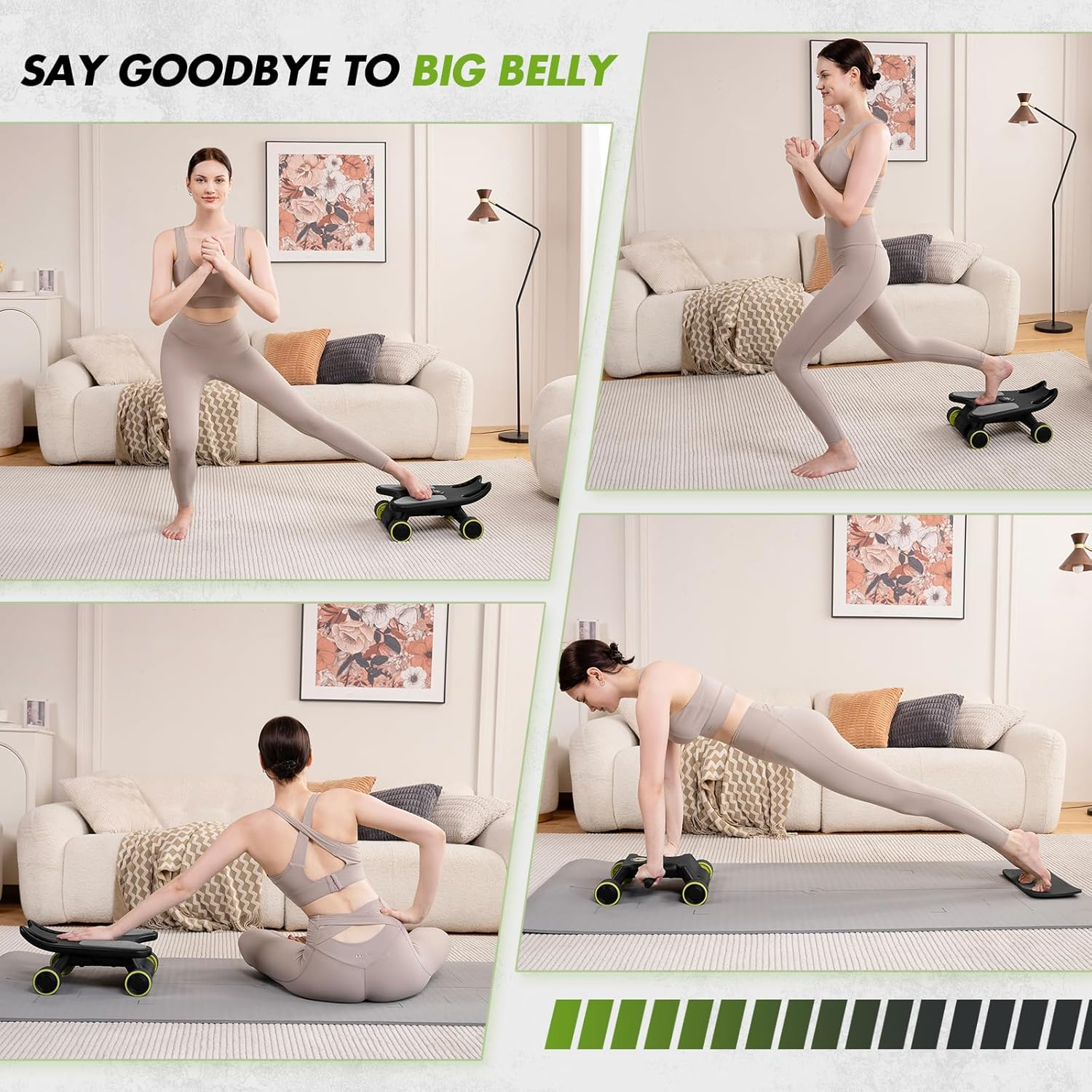 Ab Roller with Elbow Support - 4-Wheel Core Workout Machine for Home Gym Abdominal Training