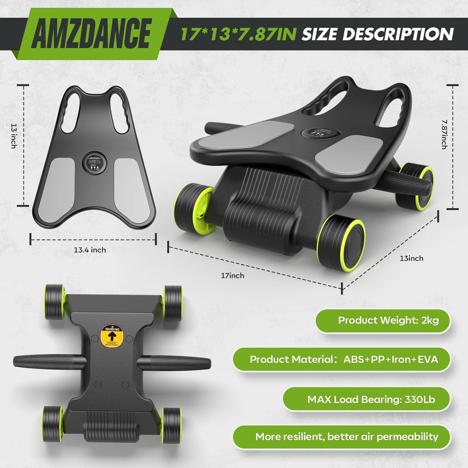 Ab Roller with Elbow Support - 4-Wheel Core Workout Machine for Home Gym Abdominal Training