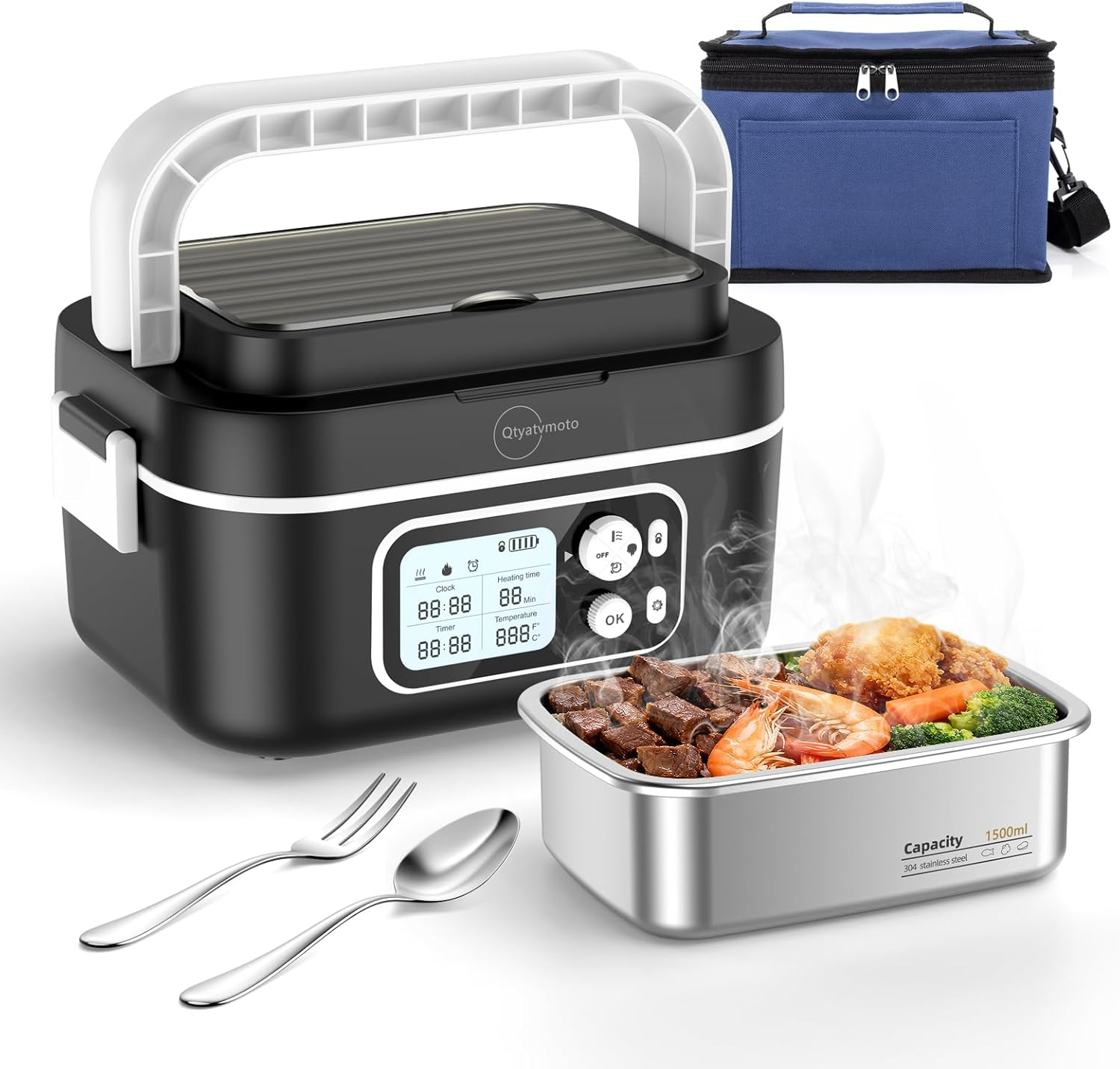 Heated Lunch Box 24000mAh Cordless Electric Food Warmer - Portable Hot Meal Container for Work, Travel & Outdoor