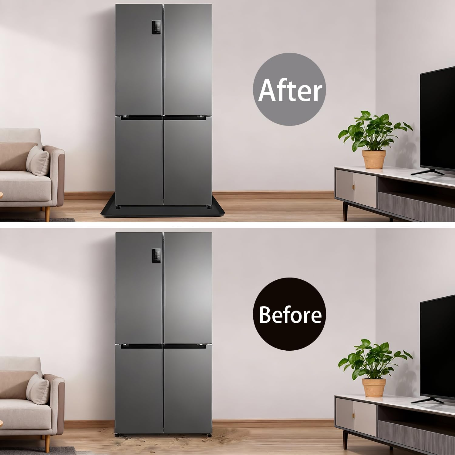 Washer and Dryer Mat - 23.6" x 23.6" Silicone Non-Slip Waterproof Protector Cover for Washing Machine and Dryer Top