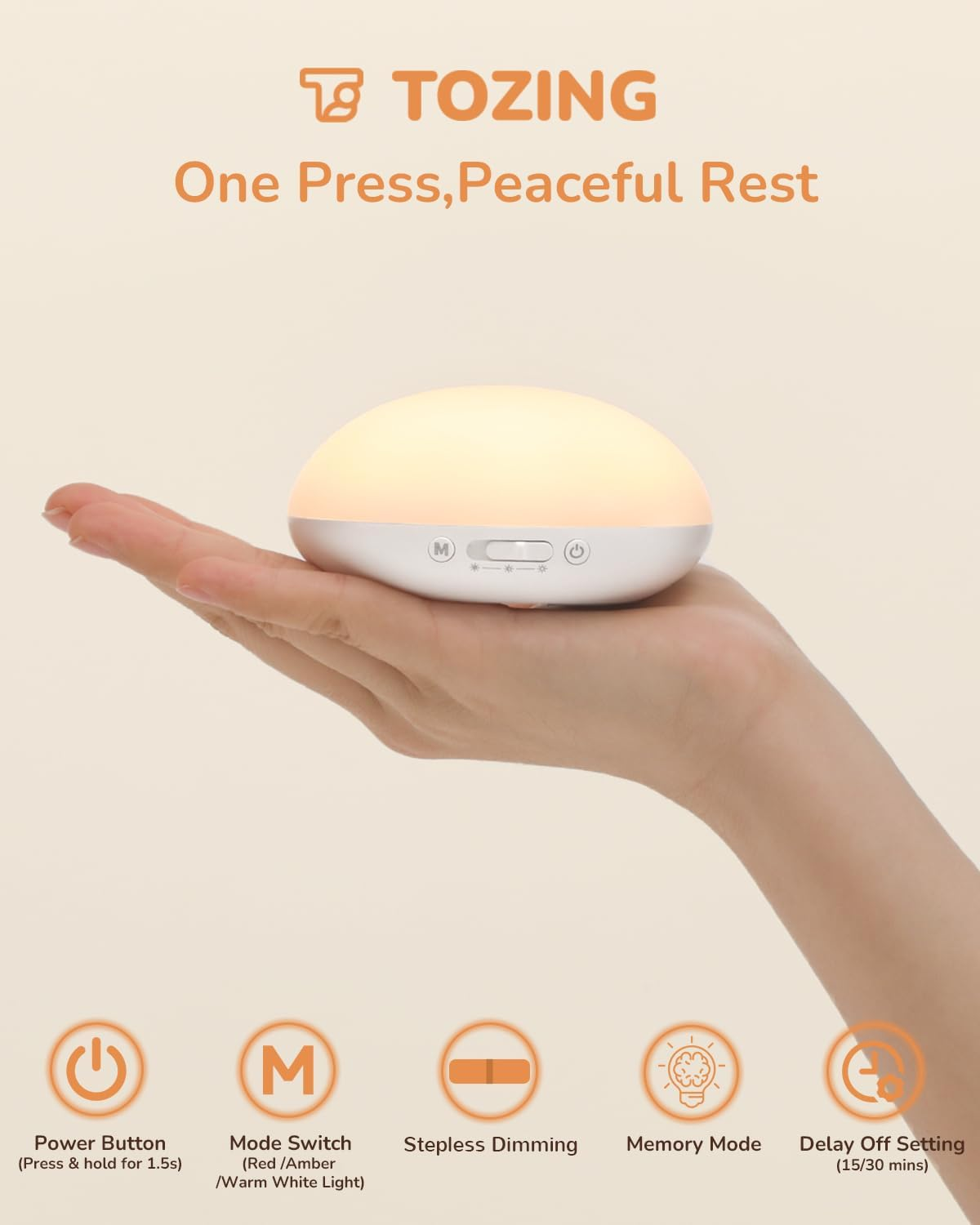 Baby Night Light for Nursery - Portable Rechargeable LED Nightlight with Timer, Dimmable Soft Glow for Feeding and Diaper Changes