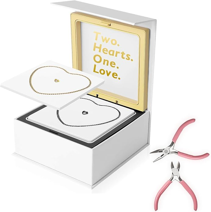 Permanent Bracelet Kit with Locking Heart Clasp - DIY Friendship Bracelets for Couples, Friends & Family - Unique Anniversary & Bonding Jewelry Set