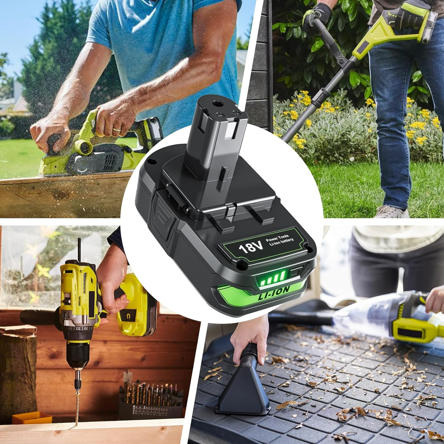 Ryobi P107 Battery Replacement 4000mAh - Compatible with Ryobi ONE+ 18V Cordless Tools