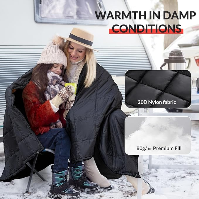 Wearable Camping Blanket Hoodie - Ultralight Windproof Sleeping Bag Poncho for Outdoor Adventures