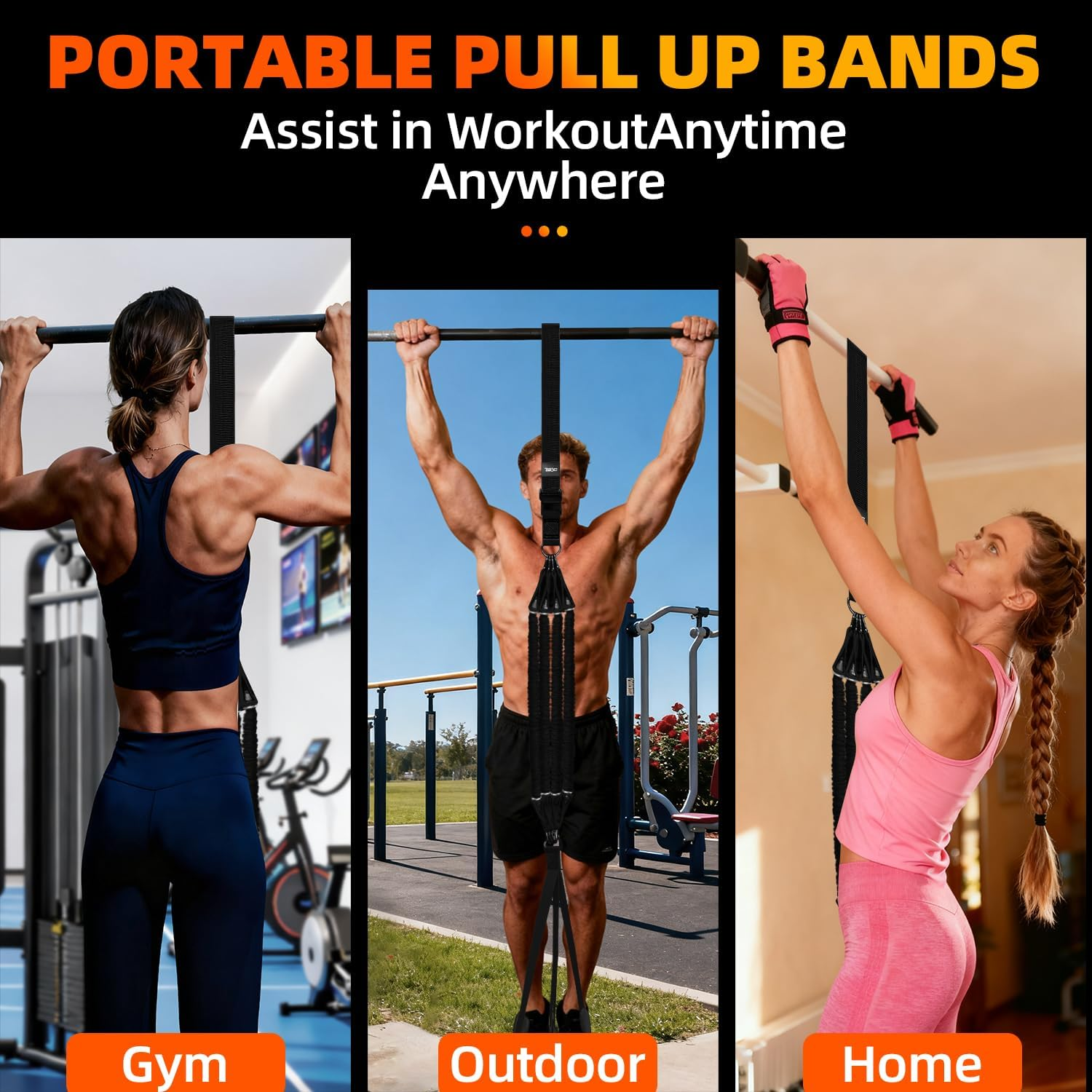 Pull Up Assistance Bands - 4 Resistance Levels with Dual Footrests for Progressive Training