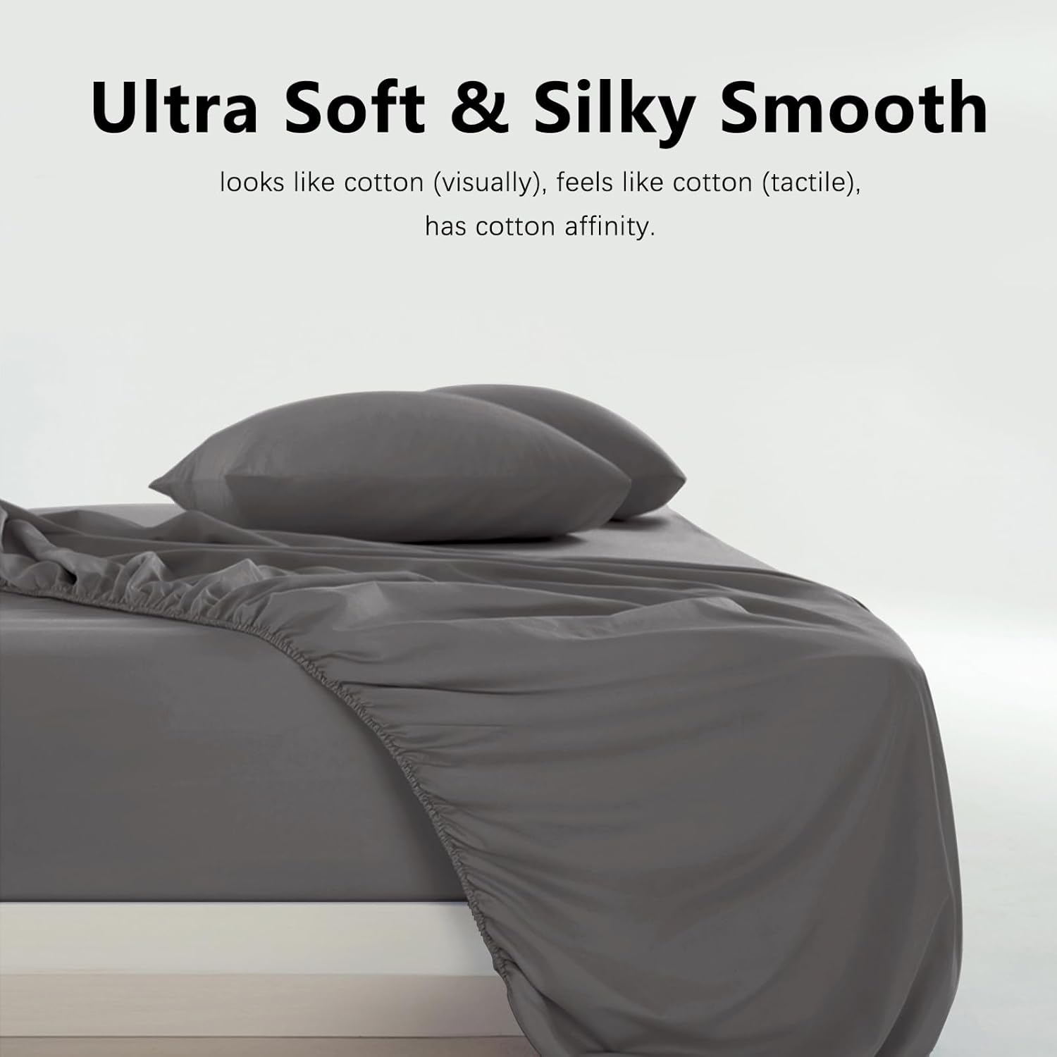 Queen Size Sheet Set 4 Piece - Hotel Luxury Bed Sheets Deep Pocket - Soft Breathable Wrinkle Fade Resistant Bedding - Dark Grey